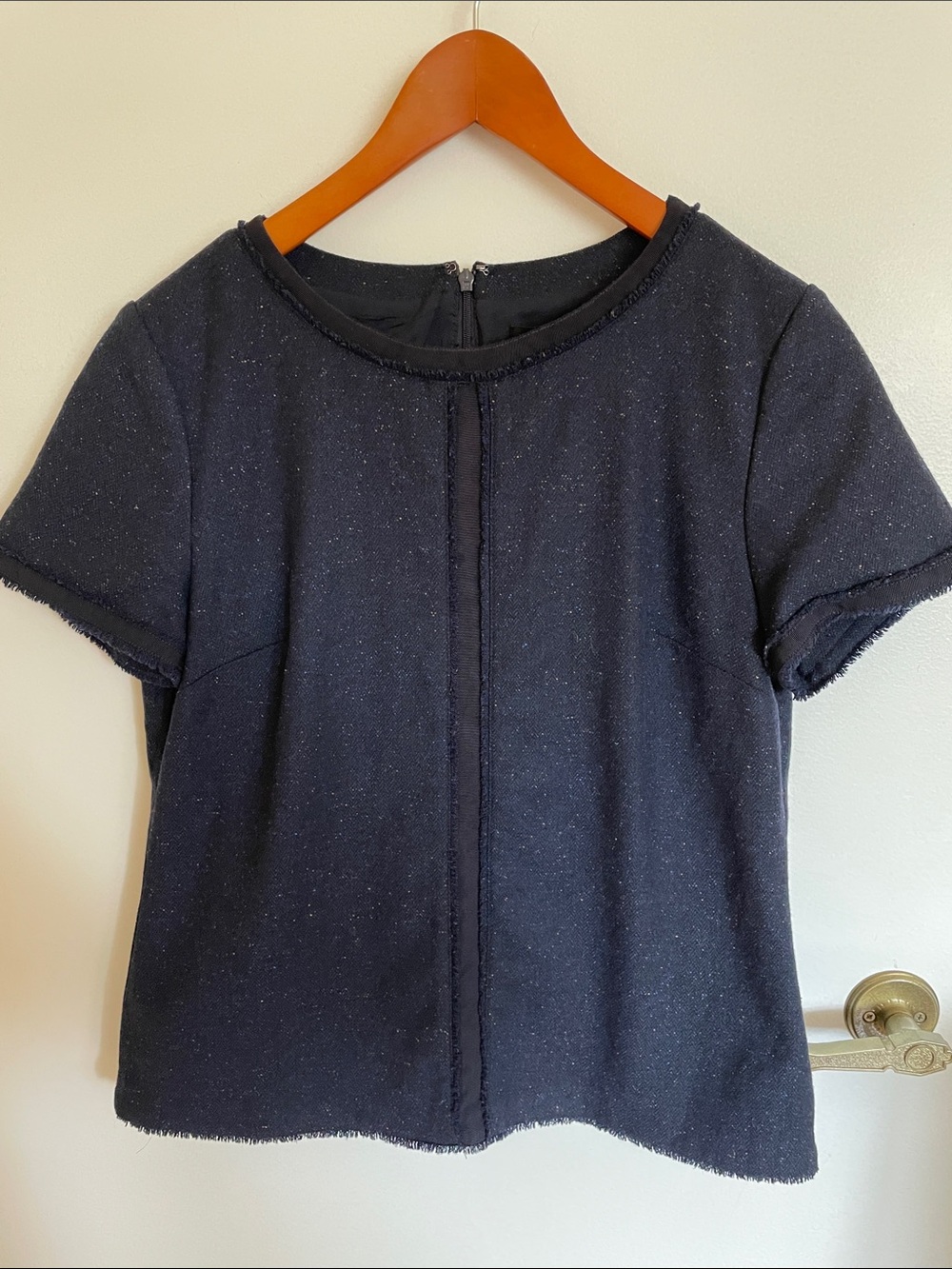 Banana Republic Short-Sleeve Navy Textured Boxy Top